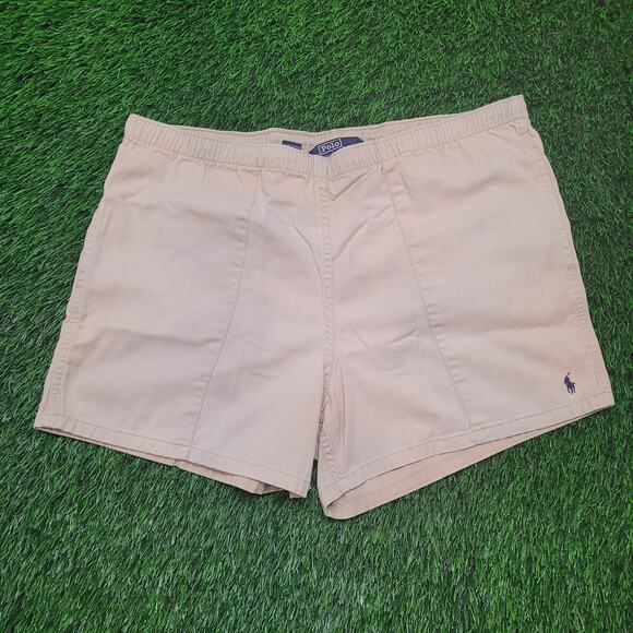 VTG 90s Polo Ralph Lauren Khaki Shorts Mens XL (Tagged L) Pony Logo - Picture 1 of 8